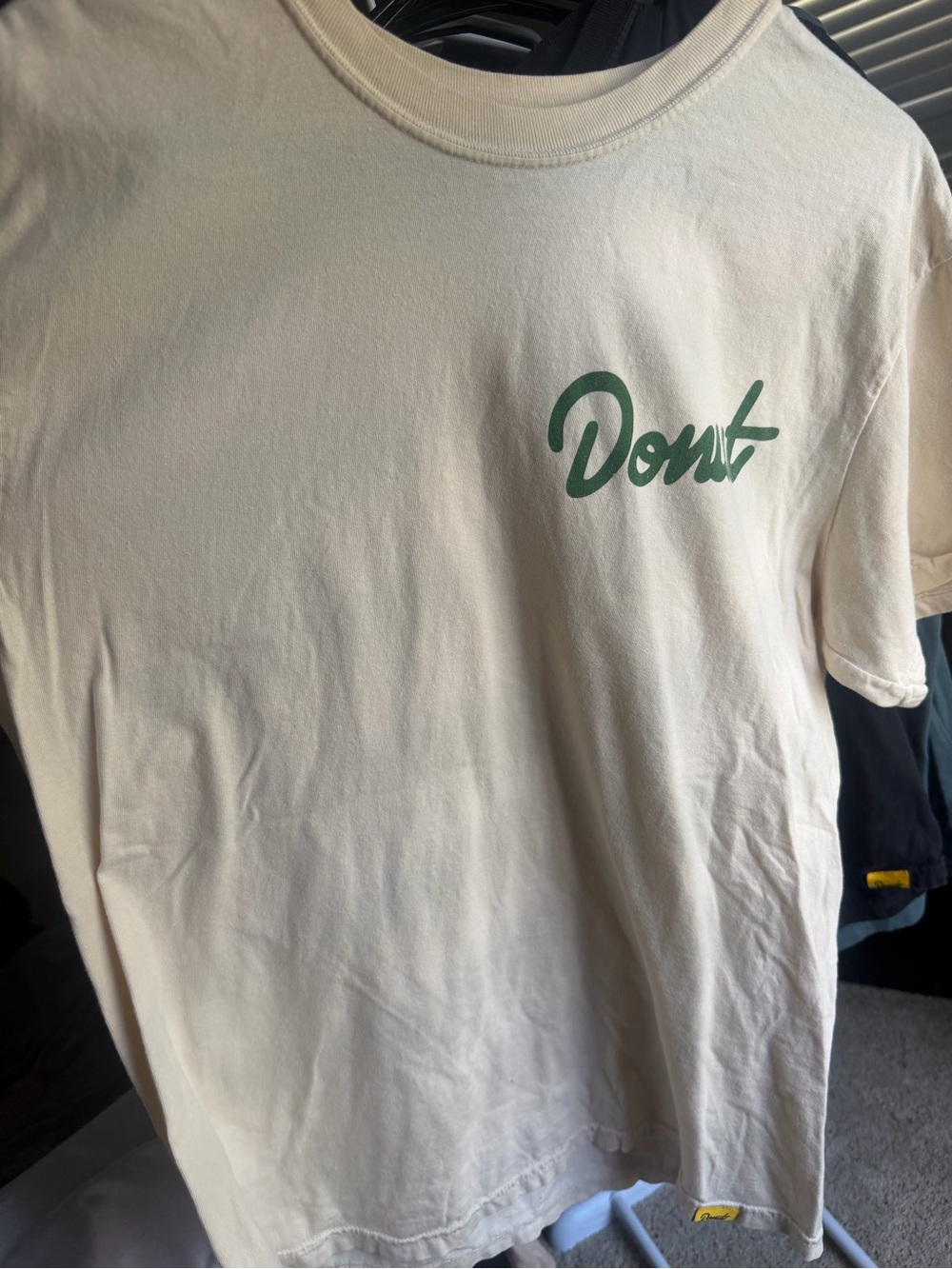 Donut Graphic Tee in Cream with Green Script